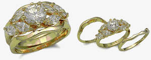 Simulated Diamond 18K Yellow Gold Plated Wedding Ring Set