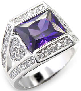 Simulated Amethyst 18K White Gold Plated Ring - NO COMBINED POSTAGE