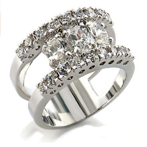 Simulated Diamond 18K White Gold Plated Ring - NO COMBINED POSTAGE
