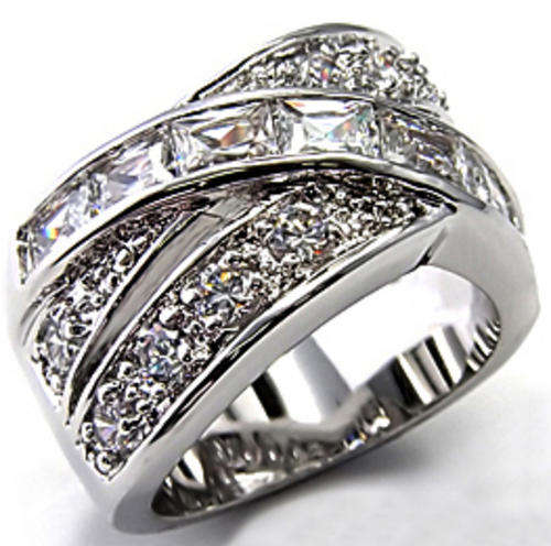 Simulated Diamond 18K White Gold Plated Ring