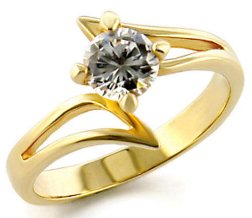 Simulated Diamond 18K Yellow Gold Plated Ring