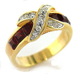 Simulated Ruby & Simulated Diamond 18K Yellow Gold Plated Ring - NO COMBINED POSTAGE