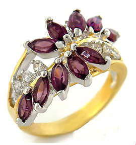 Simulated Amethyst 18K Yellow Gold Plated Ring