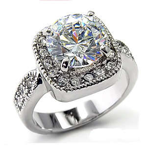 Simulated Diamond 18K White Gold Plated Ring