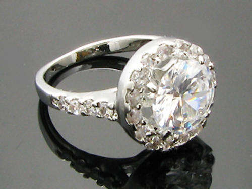 Simulated Diamond 18K White Gold Plated Ring