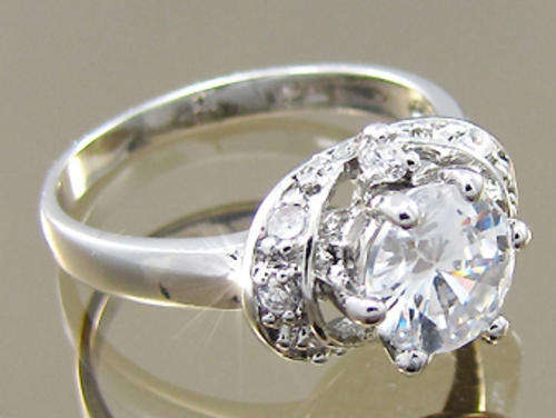 Simulated Diamond 18K White Gold Plated Ring - NO COMBINED POSTAGE