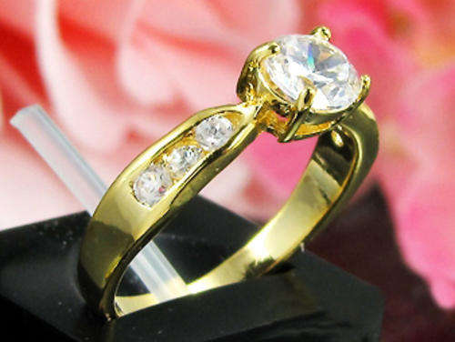 Simulated Diamond 18K Yellow Gold Plated Ring - NO COMBINED POSTAGE