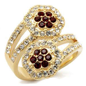 Simulated Ruby & Simulated Diamond 18K Yellow Gold Plated Ring - NO COMBINED POSTAGE