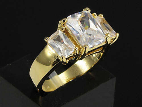 Simulated Diamond 18K Yellow Gold Plated Ring - NO COMBINED POSTAGE