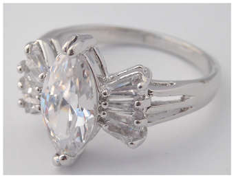 Simulated Diamond 18K White Gold Plated Ring - NO COMBINED POSTAGE