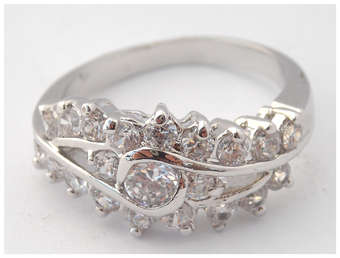 Simulated Diamond 18K White Gold Plated Ring - NO COMBINED POSTAGE