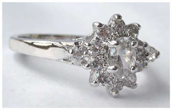 Simulated Diamond 18K White Gold Plated Ring - NO COMBINED POSTAGE