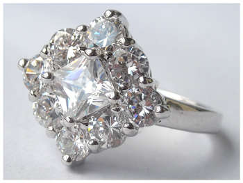Simulated Diamond 18K White Gold Plated Ring - NO COMBINED POSTAGE