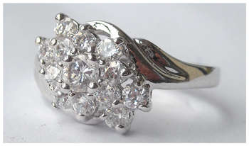 Simulated Diamond 18K White Gold Plated Ring - NO COMBINED POSTAGE