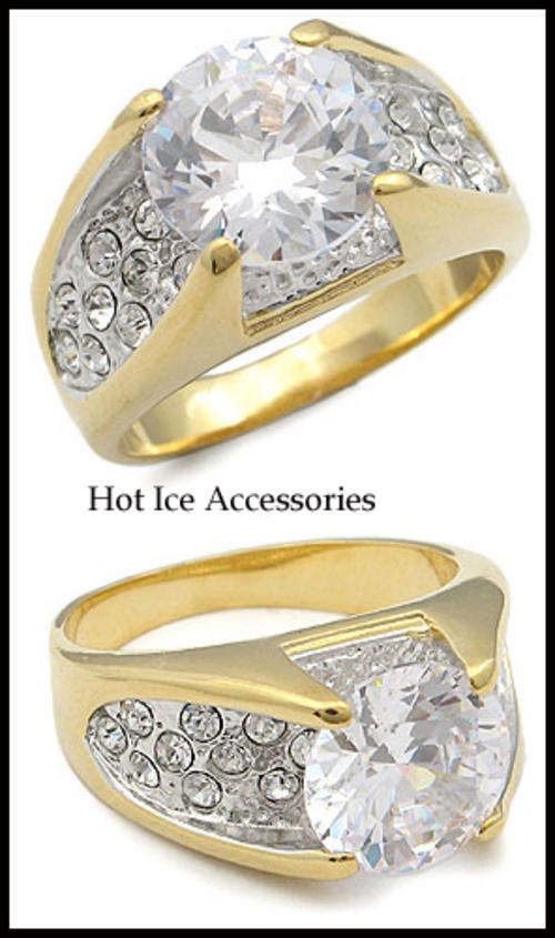 Simulated Diamond 18K Yellow Gold Plated Ring - NO COMBINED POSTAGE