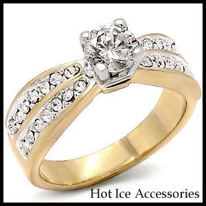 Simulated Diamond 18K Yellow Gold Plated Wedding Ring Set - NO COMBINED POSTAGE