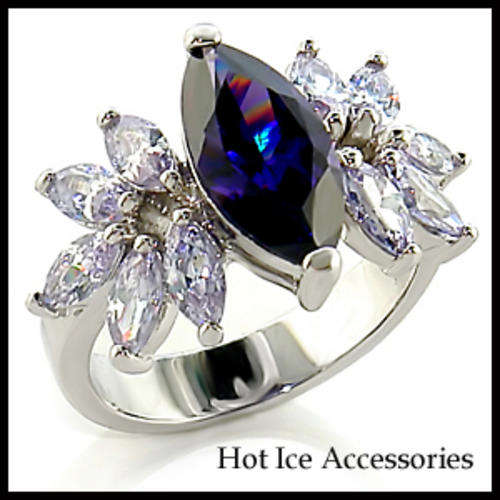 Simulated Amethyst 18K White Gold Plated Ring - NO COMBINED POSTAGE