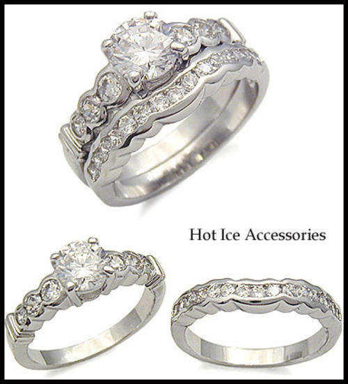 Simulated Diamond 18K White Gold Plated Wedding Ring Set NO COMBINED POSTAGE