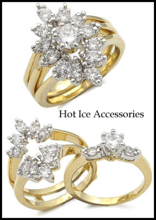 Simulated Diamond 18K Yellow Gold Plated Wedding Ring Set