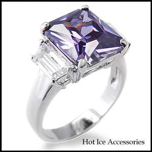Simulated Amethyst 18K White Gold Plated Ring - NO COMBINED POSTAGE
