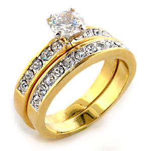 Simulated Diamond 18K Yellow Gold Plated Wedding Ring Set NO COMBINED POSTAGE