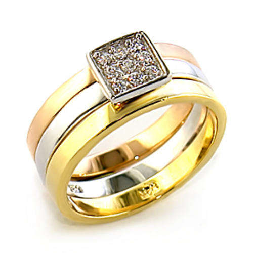 Simulated Diamond 18K Yellow Gold Plated Wedding Ring Set