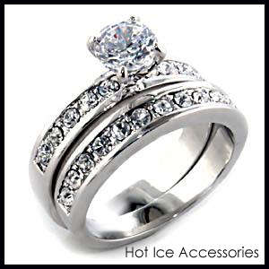 Simulated Diamond 18K White Gold Plated Wedding Ring Set - NO COMBINED POSTAGE