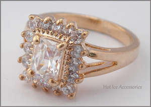 Simulated Diamond Rose Gold Plated Ring - NO COMBINED POSTAGE