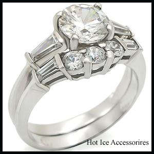 Simulated Diamond 18K White Gold Plated Wedding Ring Set - NO COMBINED POSTAGE