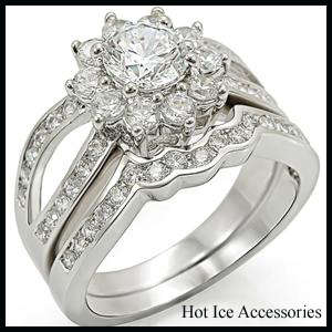 Simulated Diamond 18K White Gold Plated Wedding Ring Set - NO COMBINED POSTAGE