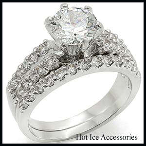 Simulated Diamond 18K White Gold Plated Wedding Ring Set - NO COMBINED POSTAGE