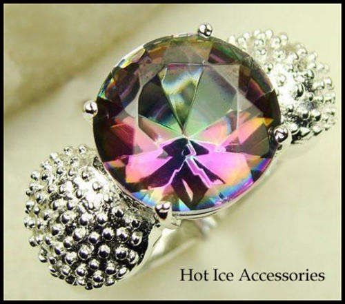 STERLING SILVER MYSTIC TOPAZ GEMSTONE RING - NO COMBINED POSTAGE