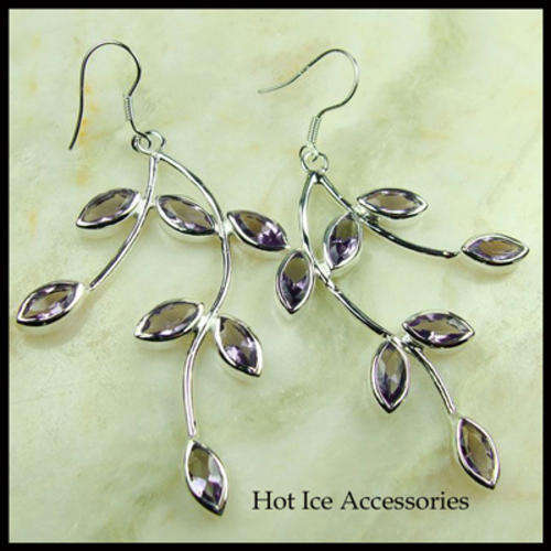 GENUINE STERLING SILVER AMETHYST GEMSTONE EARRINGS - NO COMBINED POSTAGE