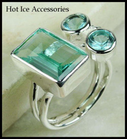 STERLING SILVER GREEN AMETHYST PRASIOLITE GEMSTONE RING - NO COMBINED POSTAGE