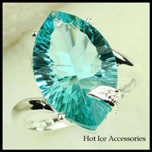 STERLING SILVER BLUE GREEN AMETHYST GEMSTONE RING - NO COMBINED POSTAGE