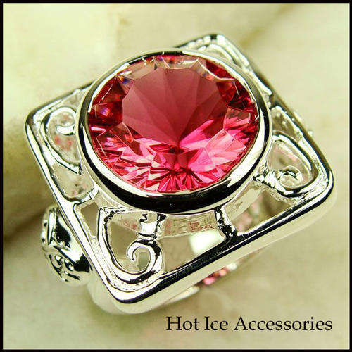 STERLING SILVER SIMULATED RUBY RING