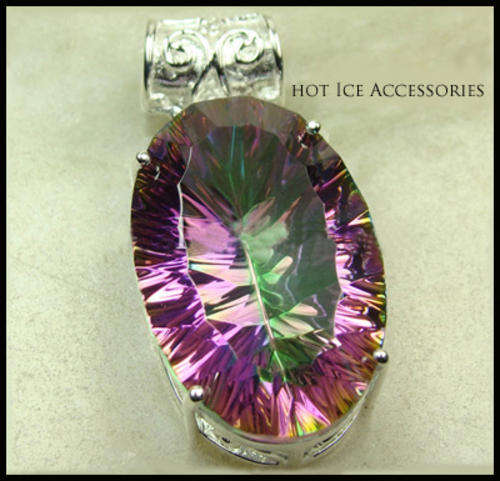 GENUINE STERLING SILVER MYSTIC TOPAZ CZ PENDANT