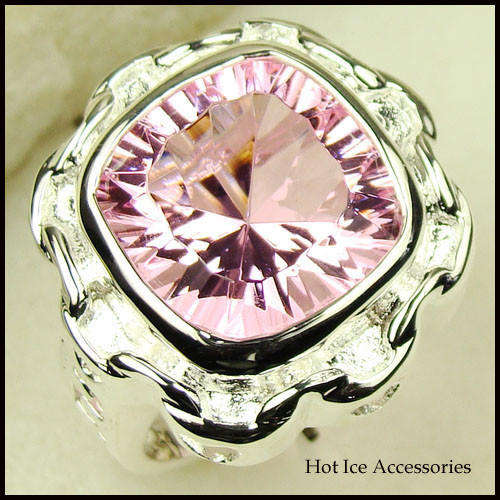 **INTERNATIONAL SHIPPING** STERLING SILVER SIMULATED PINK TOPAZ RING