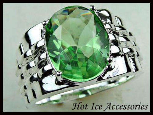 **INTERNATIONAL SHIPPING** STERLING SILVER SIMULATED GREEN QUARTZ RING