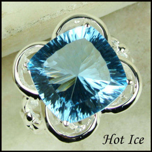 **INTERNATIONAL SHIPPING** STERLING SILVER SIMULATED BLUE TOPAZ RING