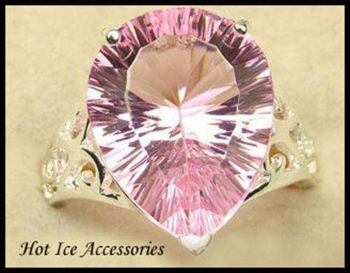 **INTERNATIONAL SHIPPING** STERLING SILVER SIMULATED PINK TOPAZ RING