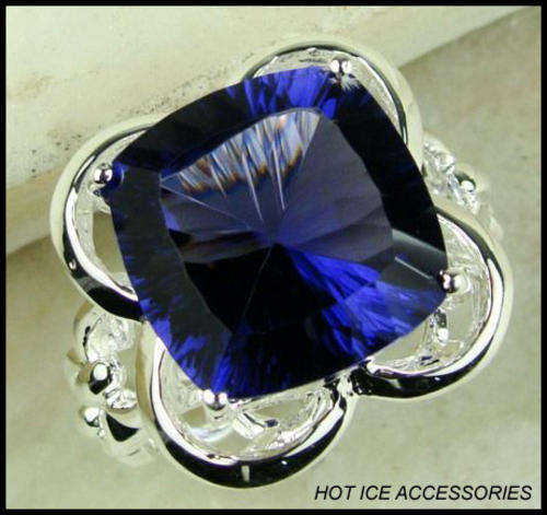 **INTERNATIONAL SHIPPING** STERLING SILVER SIMULATED AMETHYST RING*NO COMBINED POSTAGE