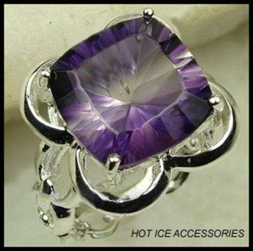 **INTERNATIONAL POSTAGE** FULLY HALLMARKED 925 STERLING SILVER SIMULATED AMETHYST RING