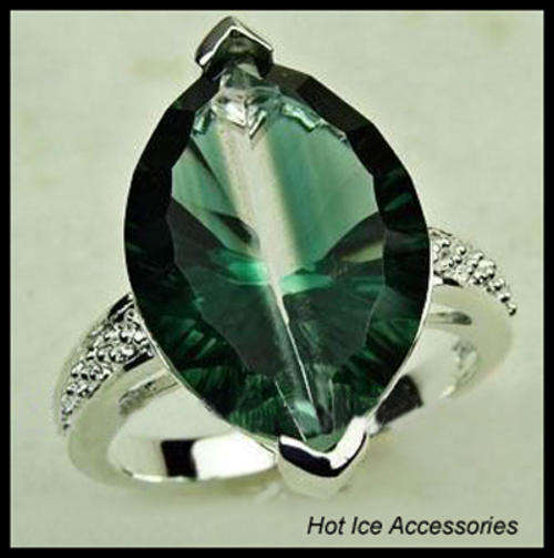 **INTERNATIONAL SHIPPING** STERLING SILVER SIMULATED MYSTIC TOPAZ RING