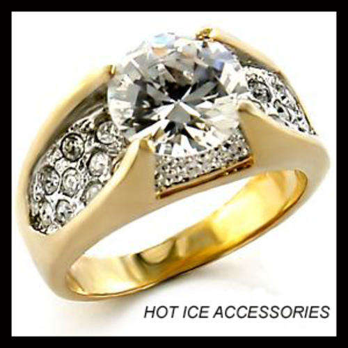 **INTERNATIONAL POSTAGE**  SIMULATED DIAMOND 18K YELLOW GOLD PLATED RING