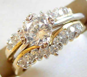 **INTERNATIONAL POSTAGE**  SIMULATED DIAMOND 18K YELLOW GOLD PLATED WEDDING RING SET
