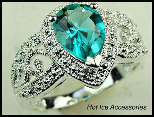 **INTERNATIONAL SHIPPING** STERLING SILVER SIMULATED GREEN QUARTZ RING