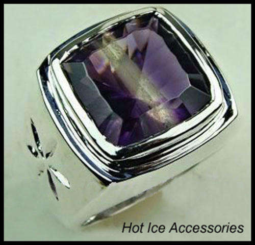 **INTERNATIONAL SHIPPING** STERLING SILVER HALLMARKED SIMULATED AMETHYST RING