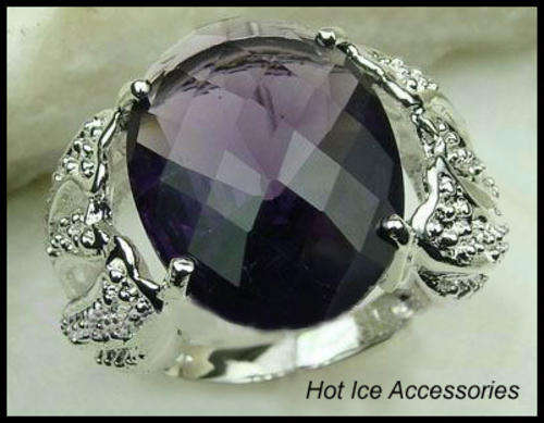**INTERNATIONAL SHIPPING** STERLING SILVER SIMULATED AMETHYST RING*NO COMBINED SHIPPING