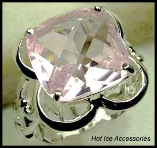 **INTERNATIONAL SHIPPING** STERLING SILVER HALLMARKED SIMULATED PINK TOPAZ RING*NO COMBINED POSTAGE